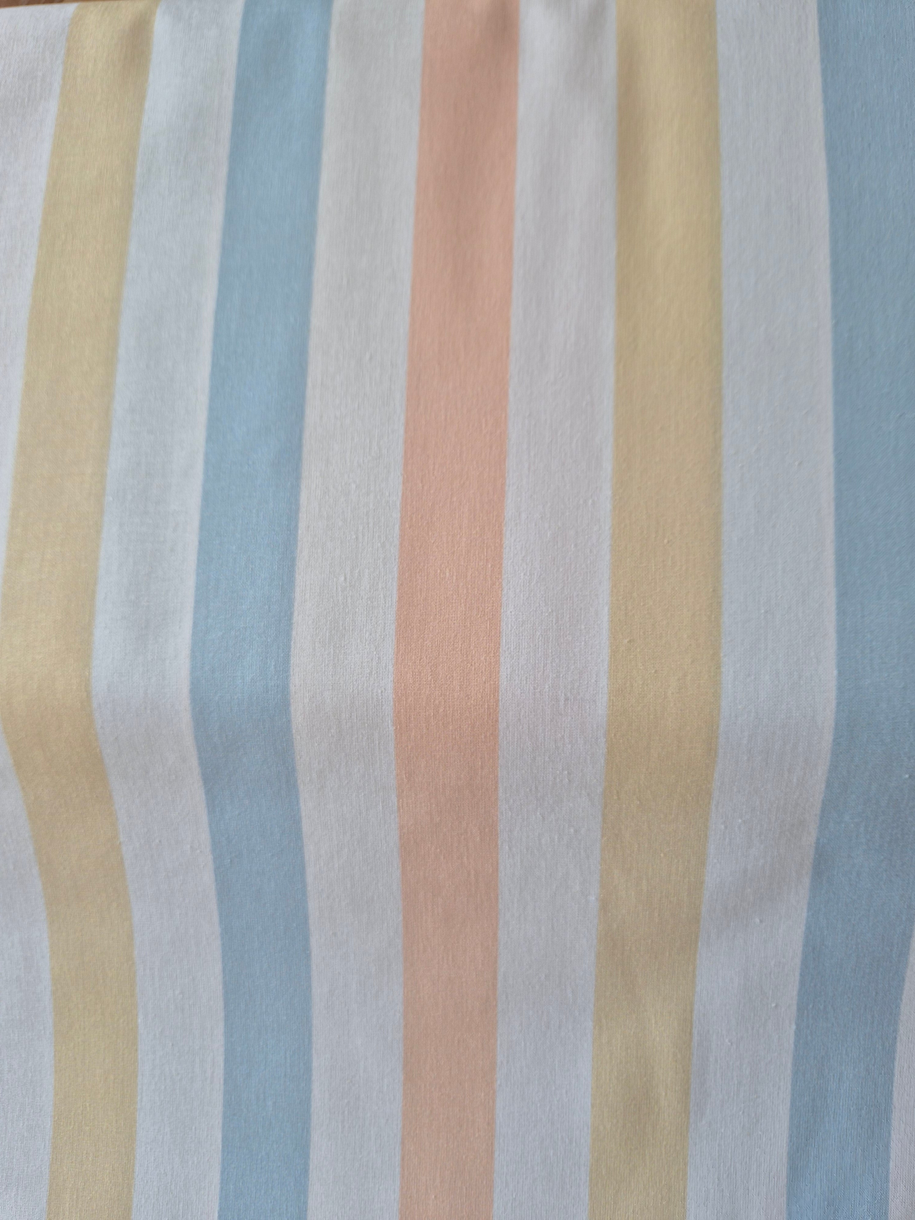 Tela de Algodón 100% de Rayas de 2,5 cm – Azul, Amarillo y Naranja