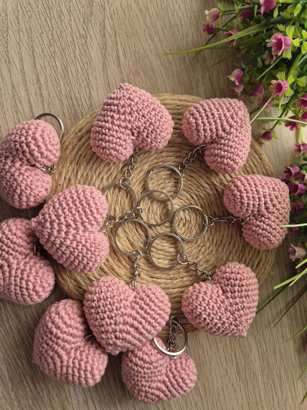 CORAZONES CROCHET LLAVEROS