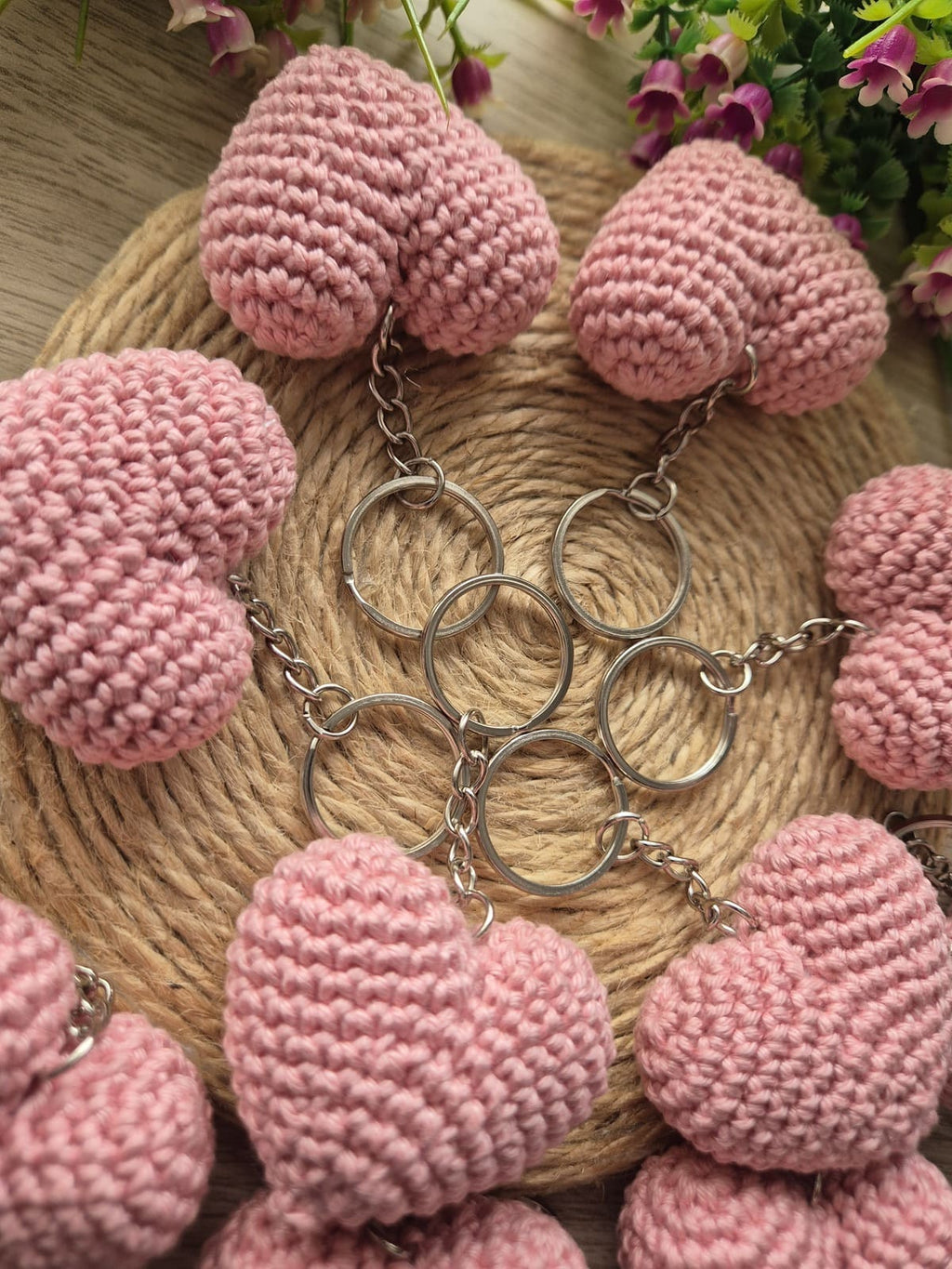 CORAZONES CROCHET LLAVEROS