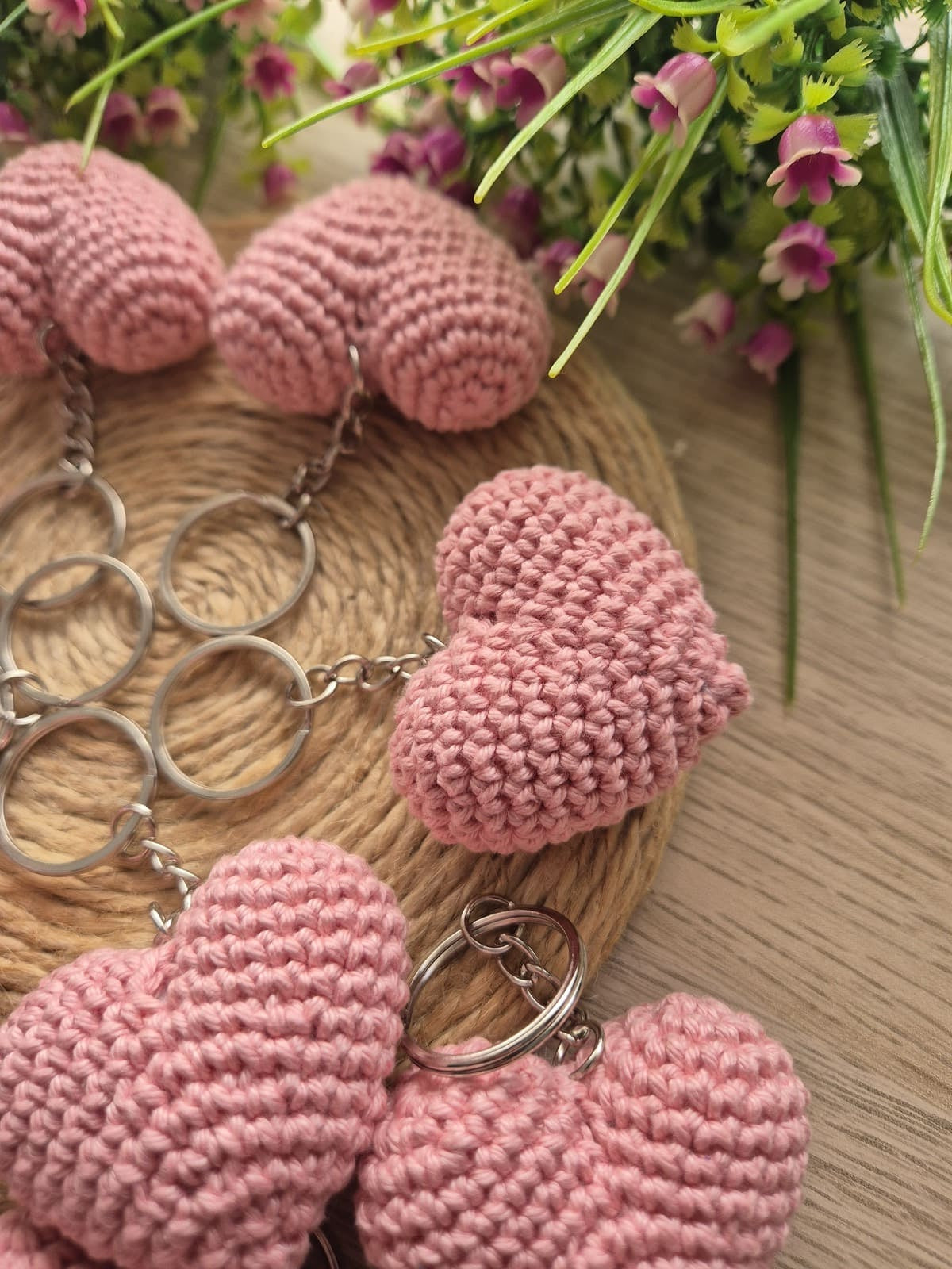 CORAZONES CROCHET LLAVEROS